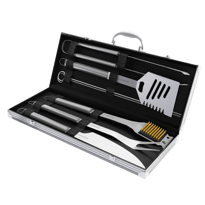 Hc-1005 Stainless Steel Barbecue Grilling Accessories Aluminum Storage Case Bbq Grill Tool Set