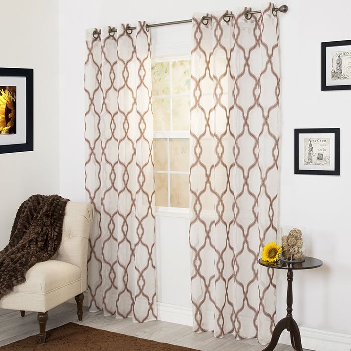 Lavish Home 63-200-95-c 95 X 54 In. Elisa Embroidered Curtain Panel - Chocolate