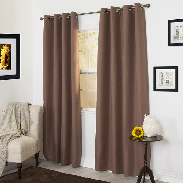 Lavish Home 63-201-84-c 84 X 56 In. Linen Look Black Out Curtain Panel - Chocolate