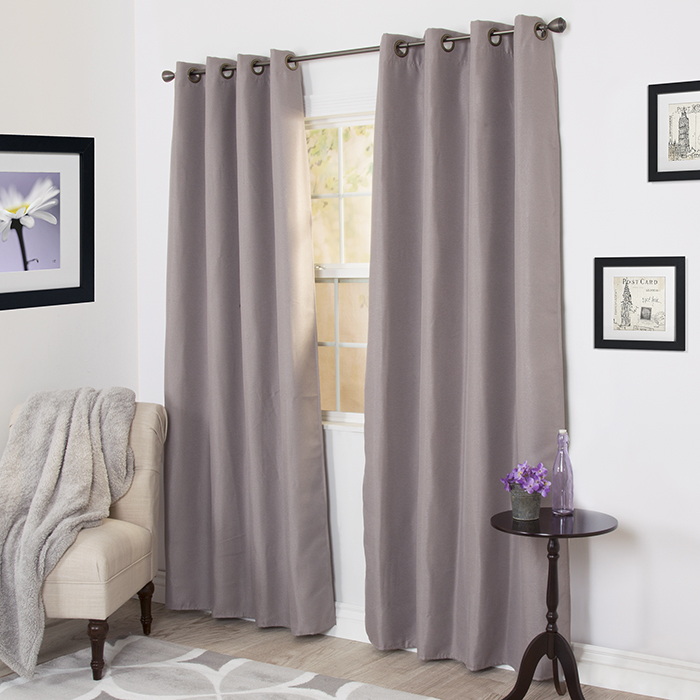 Lavish Home 63-201-84-s 84 X 56 In. Linen Look Black Out Curtain Panel - Silver