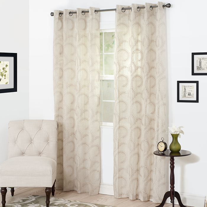 Lavish Home 63-208-95-t 95 X 54 In. Andrea Embroidered Curtain Panel - Taupe