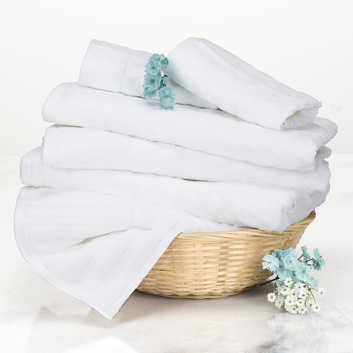 Lavish Home 67-0020-w Chevron 100 Percent Cotton Towel Set, White - 6 Piece