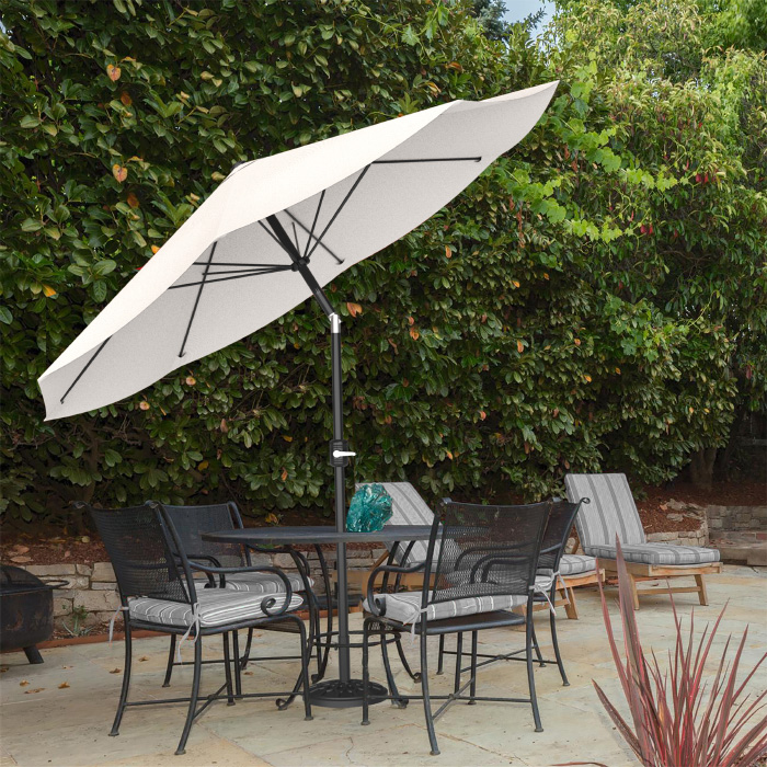 50-100-t 10 Ft. Shade With Easy Crank & Auto Tilt Outdoor Table Tan Patio Umbrella