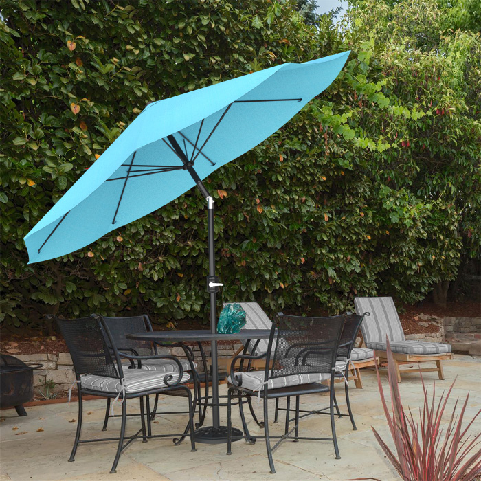 50-100-b 10 Ft. Shade With Easy Crank & Auto Tilt Outdoor Table Blue Patio Umbrella