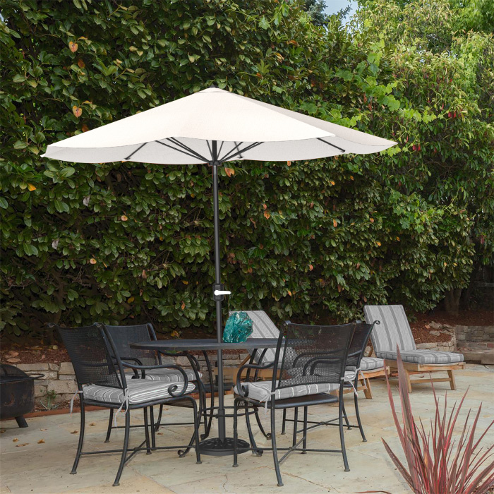50-101-t 9 Ft. Outdoor Shade With Easy Crank Table Umbrella Patio Umbrella, Tan