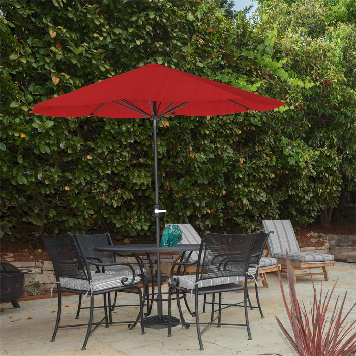 50-101-r 9 Ft. Outdoor Shade With Easy Crank Table Umbrella Patio Umbrella, Red