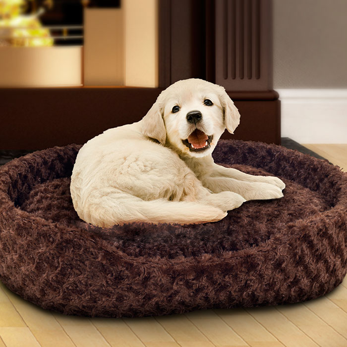 Petmaker 80-pet5019 Large Cuddle Round Plush Pet Bed, Brown