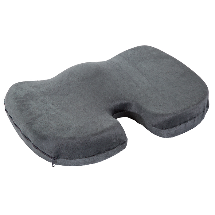 80-5140 Contoured Memory Foam Coccyx Cushion With Gray Plush Cover