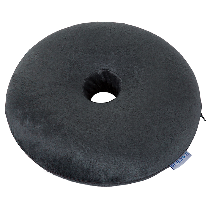 80-5141 16 Dia. X 3 In. Memory Foam Donut Cushion With Zippered Gray Plush Cover