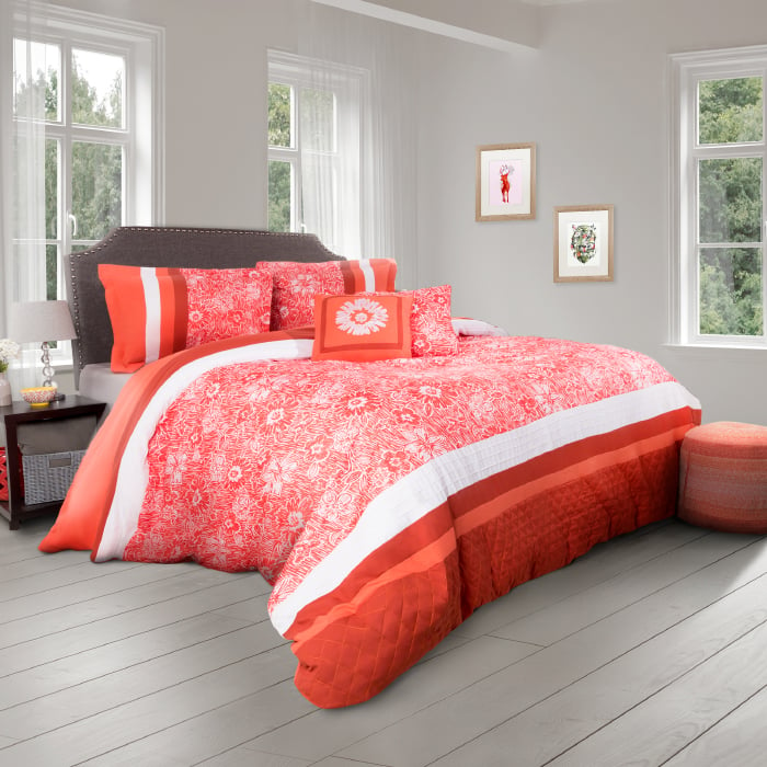 Lavish Home 66-1-q 5 Piece Queen Size Bedding Comforter Set, Red