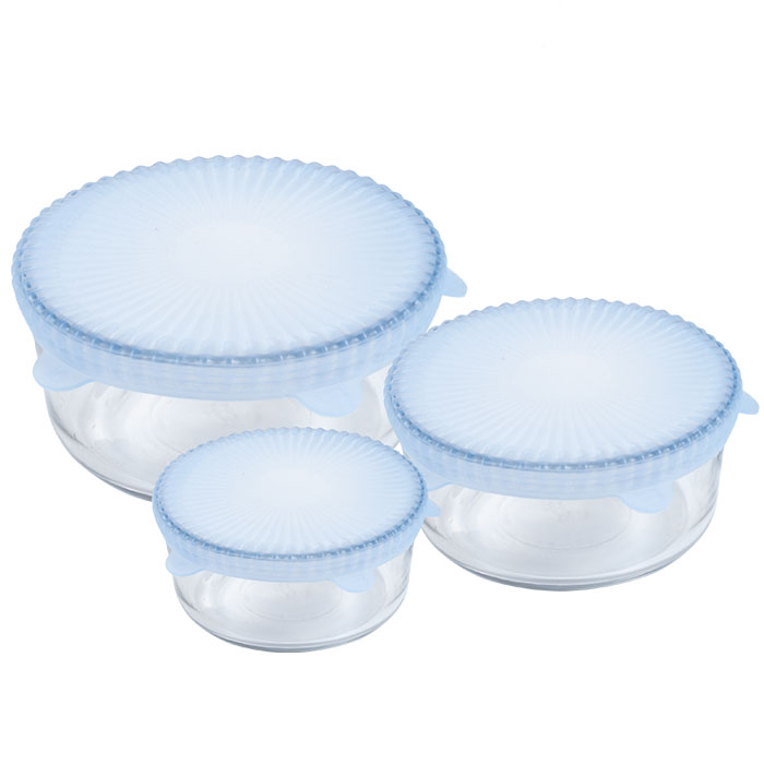 82-l036a Universal Reusable Silicone Food Covers, Set Of 3