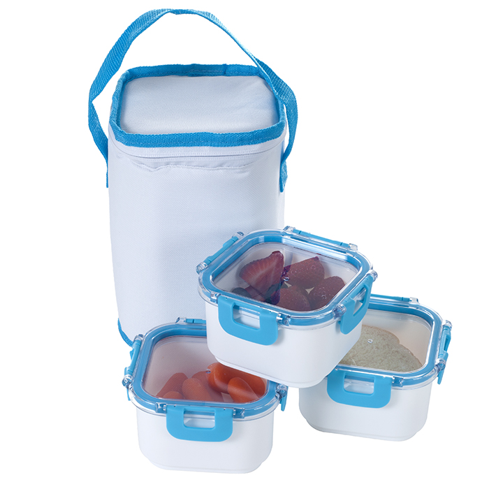 82-hh092 3 Piece Portable Food Storage Set With Insulated Bag