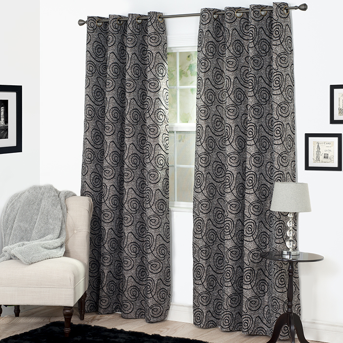 Lavish Home 63-210-84-bla 84 X 54 In. Joy Jacquard Curtain Panel - Black