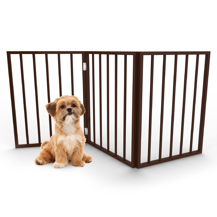 Petmaker 80-62875-b 24 X 54 X 1 In. Foldable, Free Standing Wooden Pet Gate For Small Dogs & Cats - Dark Brown