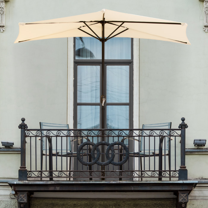 50-145-t 9 Ft. Half Round Patio Umbrella - Tan