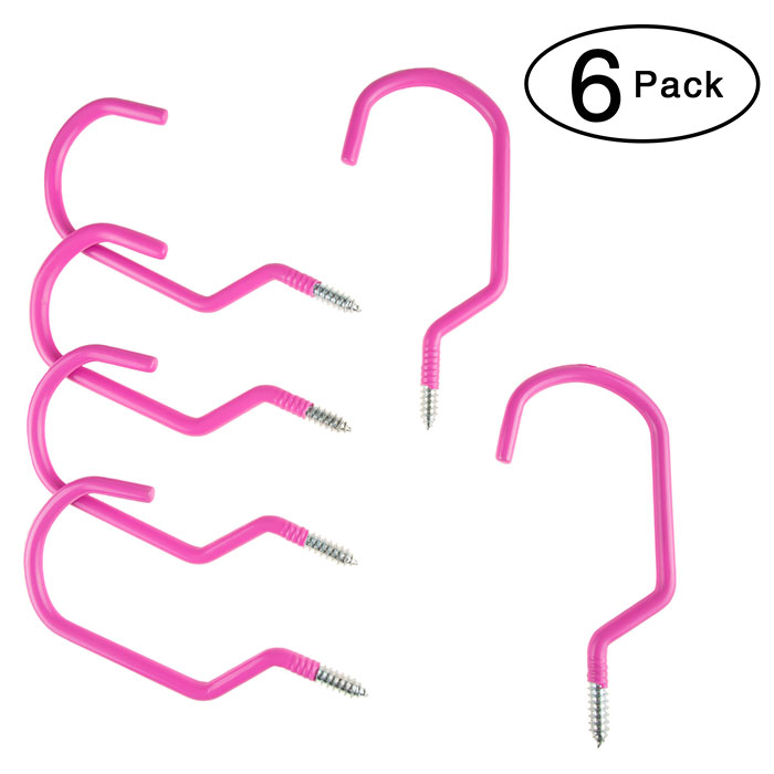 75-st6026 6 Piece Large Ceiling & Wall Bike Hooks - Hot Pink