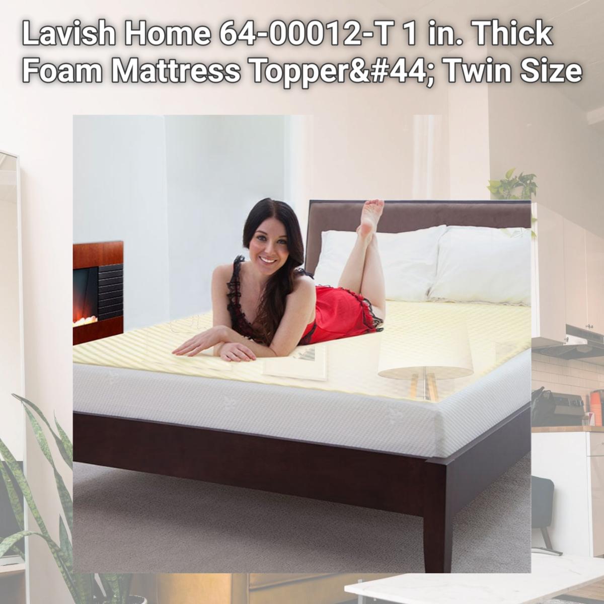 Picture of Lavish Home 64-00012-T 1 in. Thick Foam Mattress Topper&#44; Twin Size