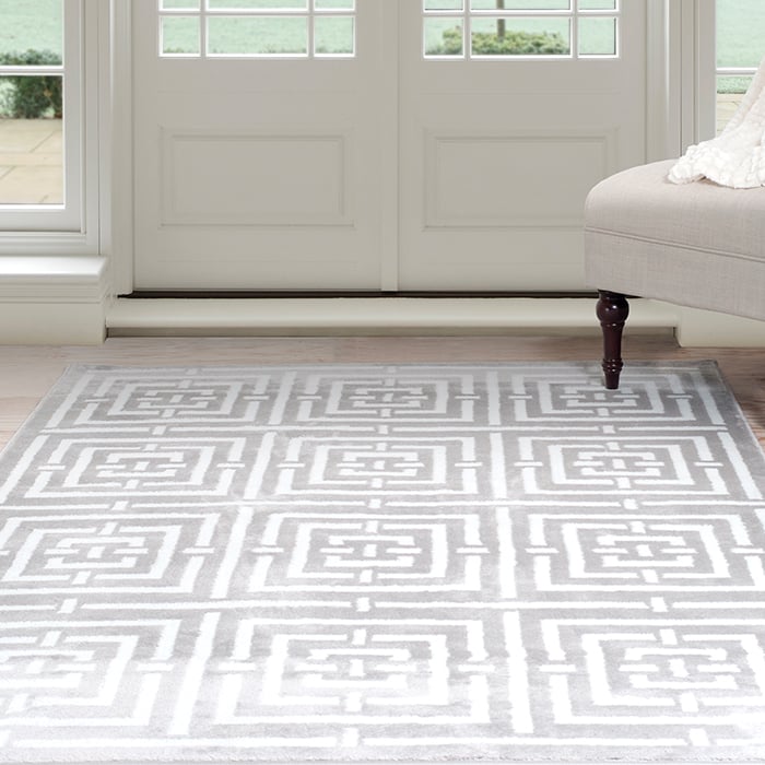 Lavish Home 62-2039a 5 Ft. X 7 Ft. 7 In. Athens Area Rug, Grey & White
