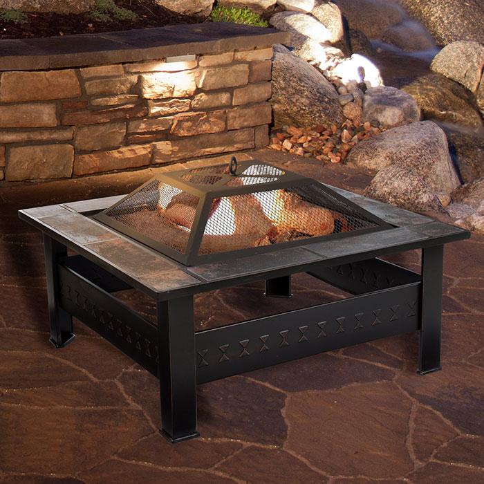 50-155 32 In. Fire Pit Set, Wood Burning Pit