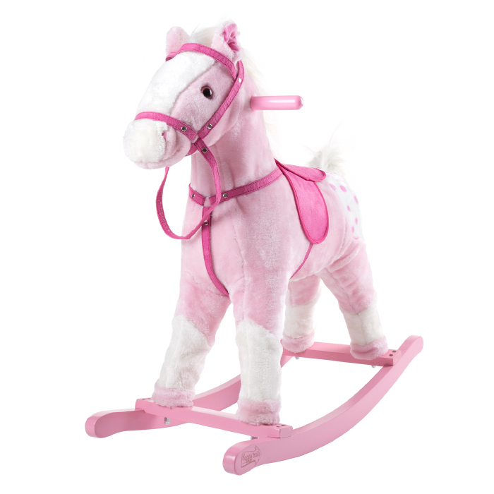 UPC 191344000013 product image for 80-BF010 Rocking Horse Plush Animal on Wooden Rockers - Pink | upcitemdb.com