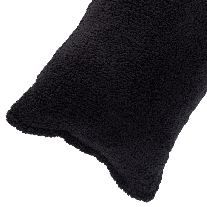Lavish Home 64-28-b Body Soft Sherpa Pillow Cover With Zipper - Black