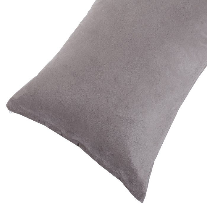 Lavish Home 64-27-g Body Soft Micro-suede Pillow Cover With Zipper - Grey