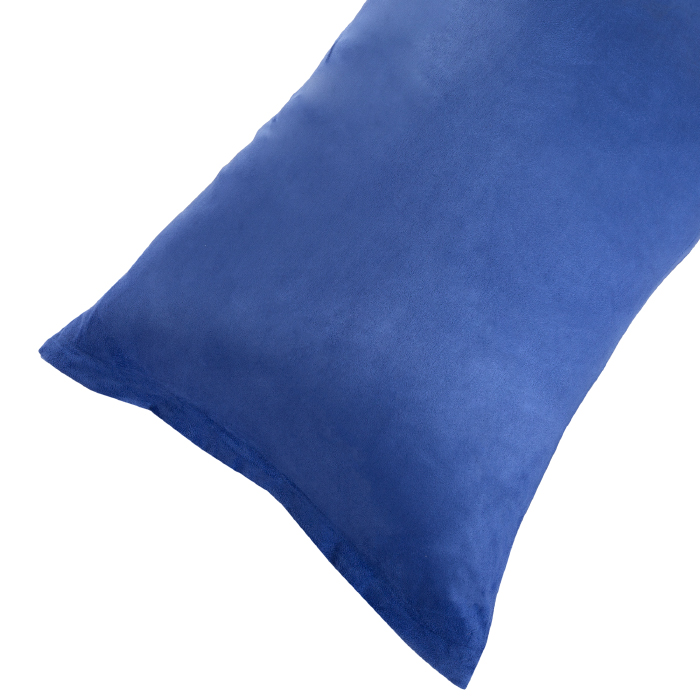 Lavish Home 64-27-bl Body Soft Micro-suede Pillow Cover With Zipper - Blue