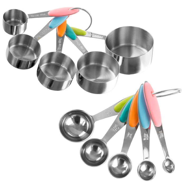 82-kit1036 Stainless Steel Measuring Cups & Spoons Set - 10 Piece