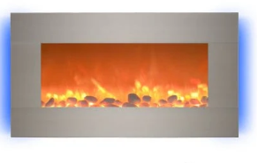 80-bl31-2002 31 In. Wall Mounted With 13 Backlight Colors Electric Fireplace - Brushed Silver