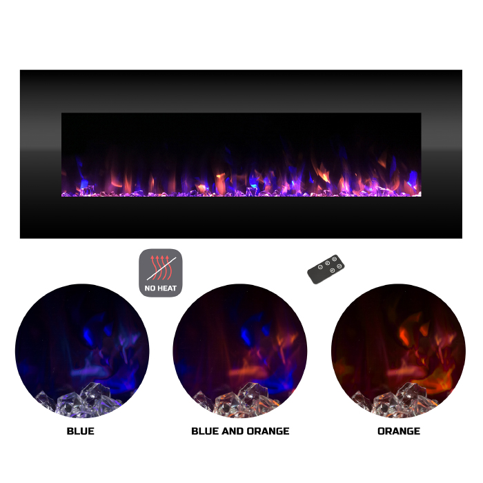 80-2000a-54-nh 54 In. Wall Mounted Color Changing Led Fire & Ice Flames Electric Fireplace