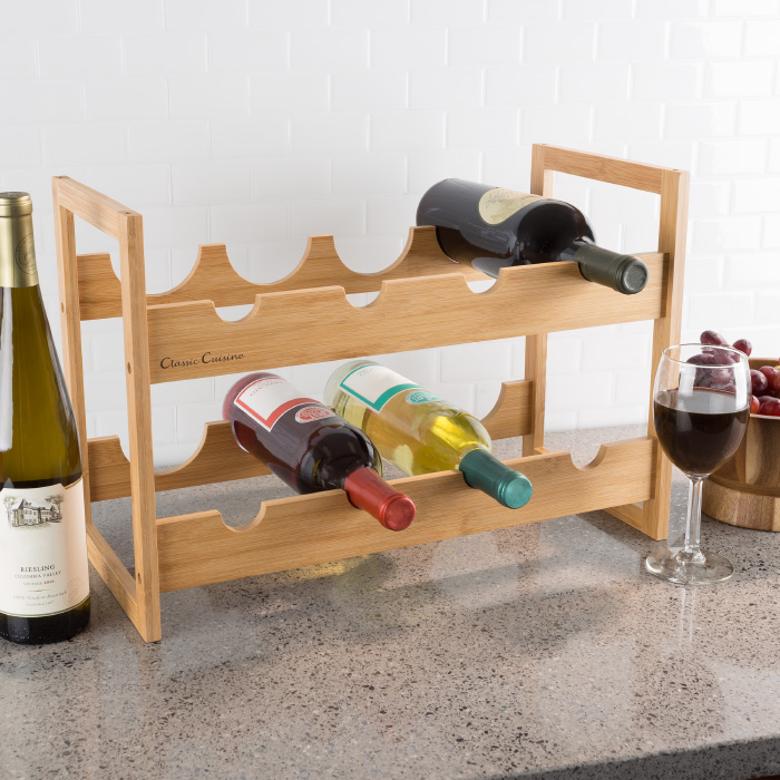 83-67 Tabletop Or Countertop Beverage Holder Bamboo Wine Rack - 8 Bottle