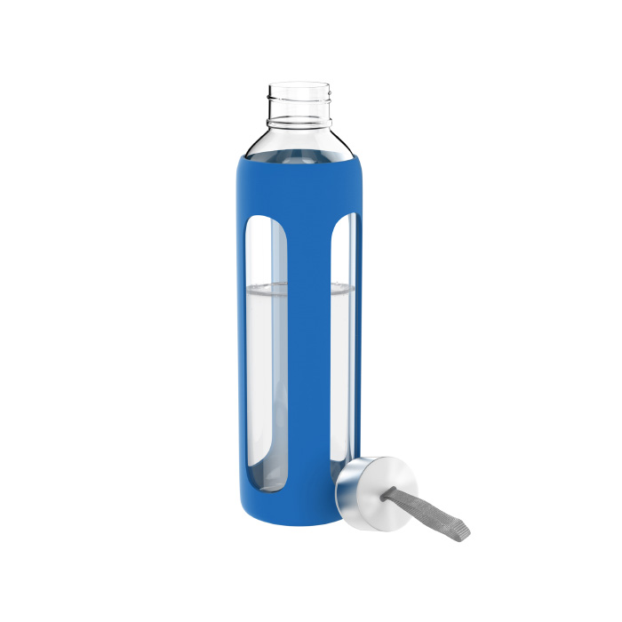 82-kit1067bl 20 Oz Glass Water Bottle - Blue