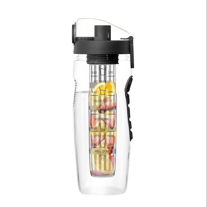 82-kit1068bk 32 Oz Infusion Water Bottle With Time Marker - Black