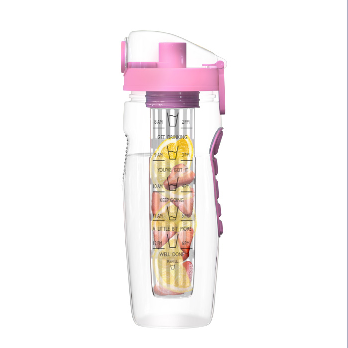 82-kit1068pk 32 Oz Infusion Water Bottle With Time Marker - Pink