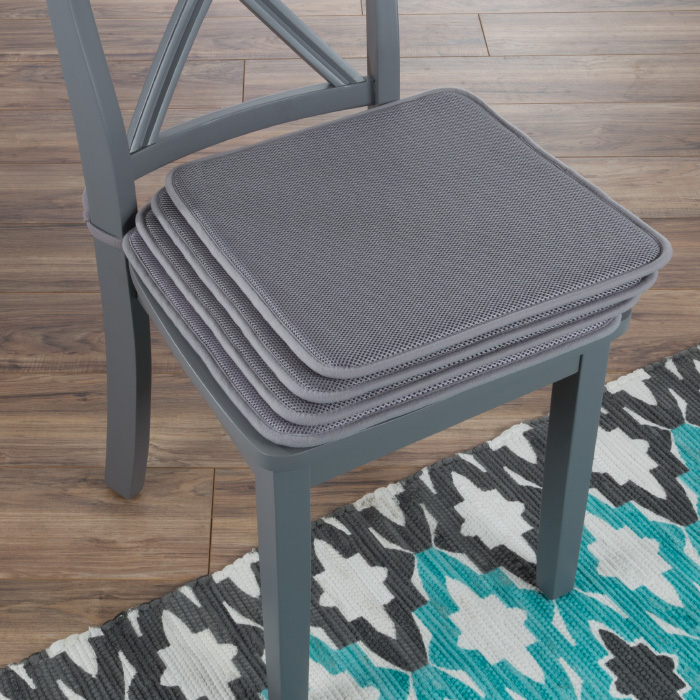 Lavish Home 82-tex1044dgy 16 X 16 In. Square Foam Cushion Chair, Dark Gray - Set Of 4