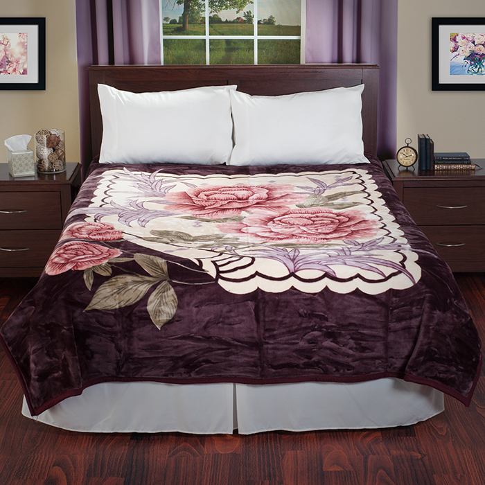 Lavish Home 66-b2441 8 Lbs Rose Heavy Thick Plush Mink Blanket