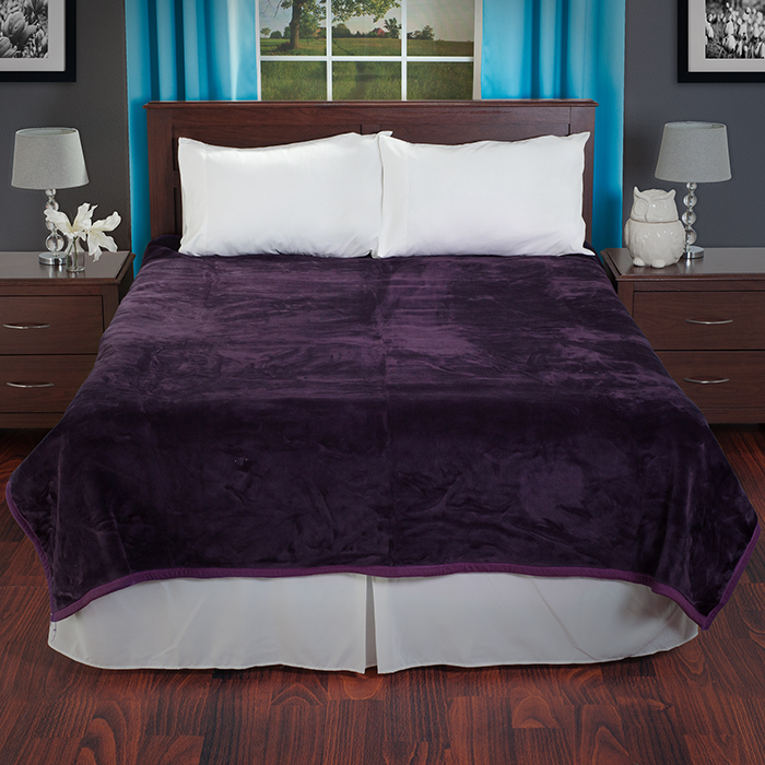 Lavish Home 66-s-p 8 Lbs Solid Soft Heavy Thick Plush Mink Blanket , Purple