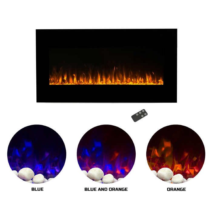 80-2000a-36 36 In. Wall Mounted Led Fire & Ice Flame With Remote Electric Fireplace
