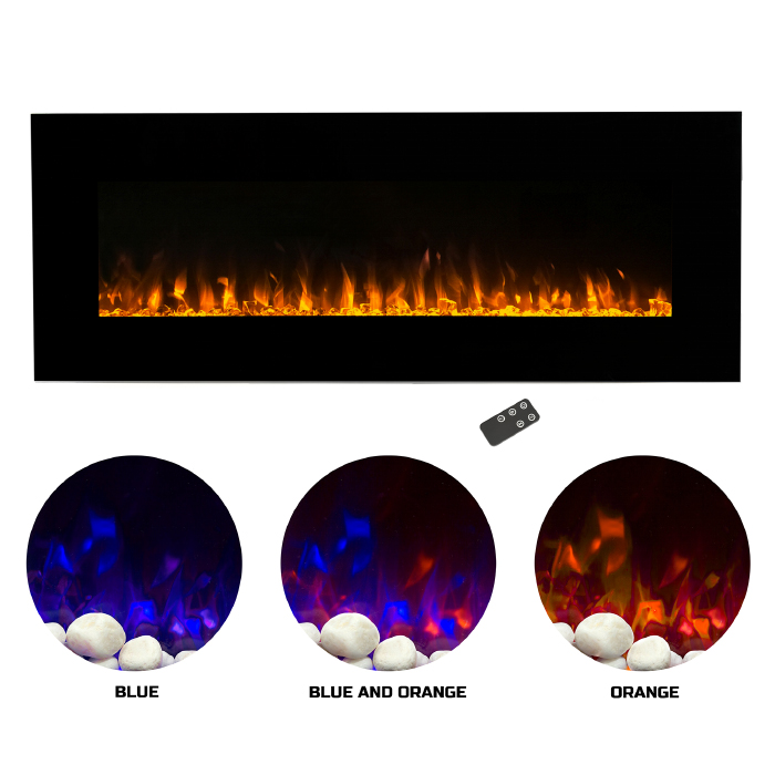 80-2000a-54 54 In. Wall Mounted Led Fire & Ice Flame With Remote Electric Fireplace