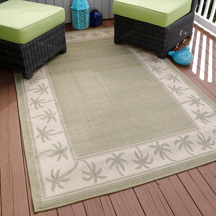 Lavish Home 62-30341 5 Ft. X 7 Ft. 7 In. Palm Trees Indoor & Outdoor Area Rug , Green