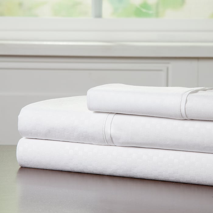 Lavish Home 66-90-t-w Hypoallergenic Bed Linens With Deep Pocket Fitted Sheet & Embossed Design Brushed Microfiber Sheets Set, White - 3 Piece
