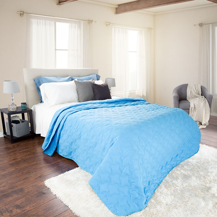 Lavish Home 66-42-k-b King Size Lightweight Solid Color Quilt, Blue