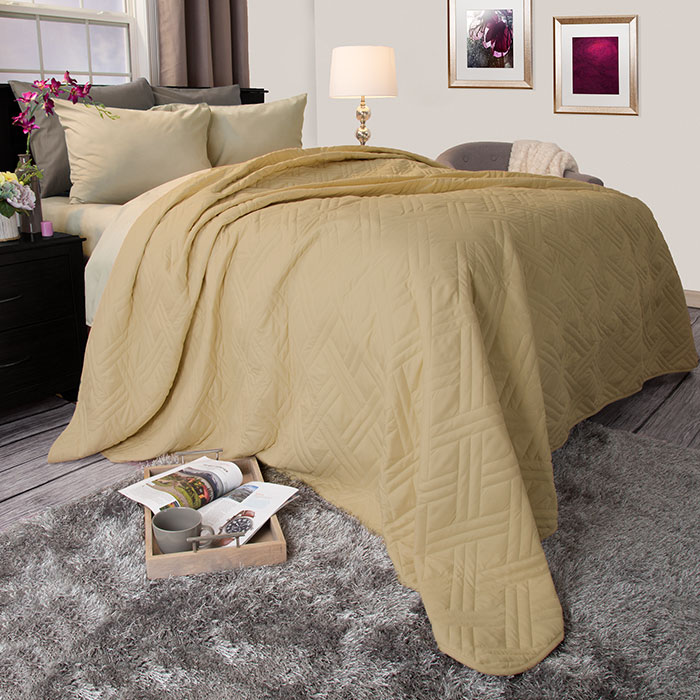 Lavish Home 66-40-t-t Twin Solid Color Bed Quilt , Taupe