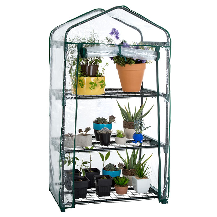 50-176-3gh 27.5 X 19 X 50 In. 3 Tier Mini Greenhouse With Cover , Green