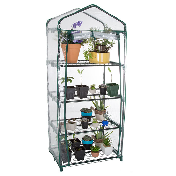 50-176-4gh 27.5 X 19 X 63 In. 4 Tier Mini Greenhouse With Cover , Green
