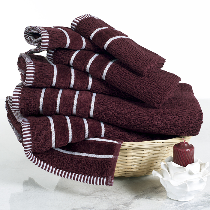 Af810004 Combed Cotton Towel Set Rice Weave, 6 Piece - Burgundy