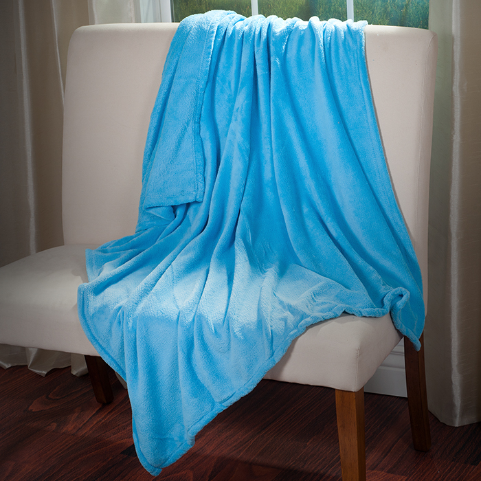 66-66b Soft Velvet Fleece Throw Blanket - Blue