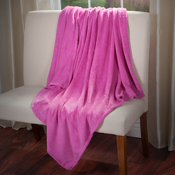 66-66pi Soft Velvet Fleece Throw Blanket - Pink