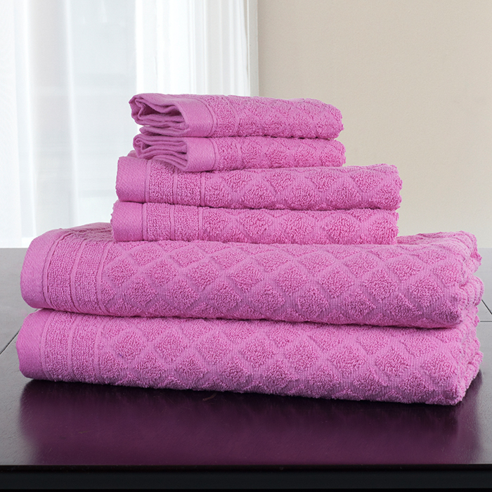 66-51pi Bath Towel Set, Pink - 6 Piece
