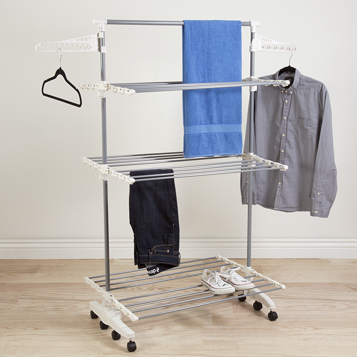 82-crtr29 Heavy Duty 3 Tier Laundry Rack Stainless Steel Clothing Shelf For Indoor & Outdoor Use With Tall Bar Best